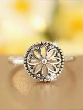 Silver Floral Medallion Ring - Women's Jewelry